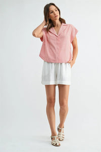STRIPE HIDDEN BUTTON DOWN SHIRT