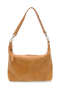 Tan leather danna top zip crossbody shoulder bag with single strap and zipper closure for women’s boho chic clothing