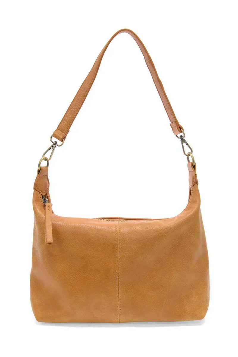 Tan leather danna top zip crossbody shoulder bag with single strap and zipper closure for women’s boho chic clothing
