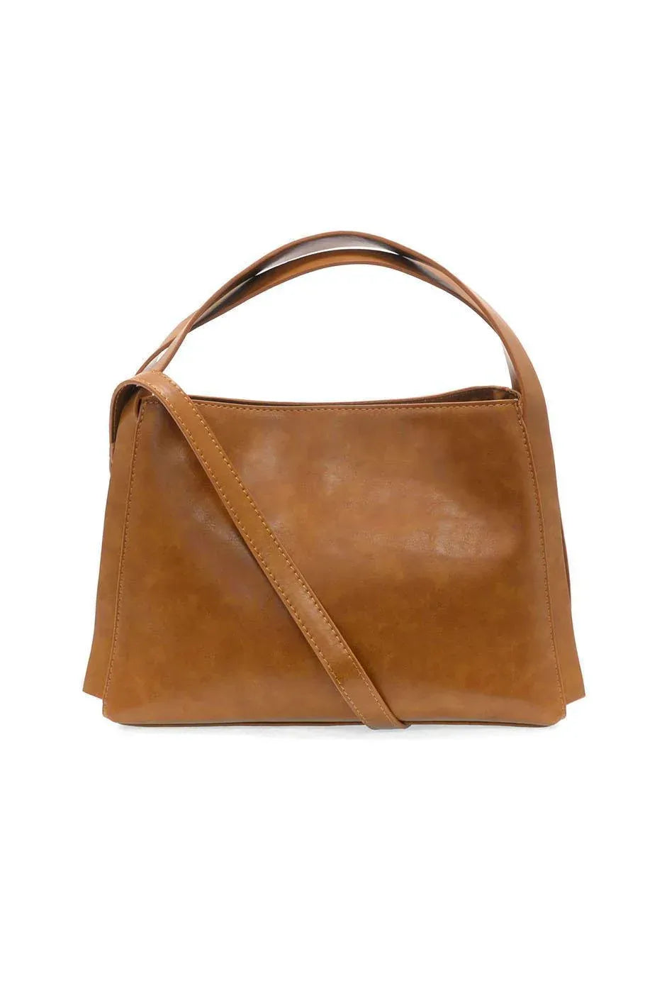 Tan leather grace satchel crossbody shoulder bag with top handle and adjustable strap for versatile use
