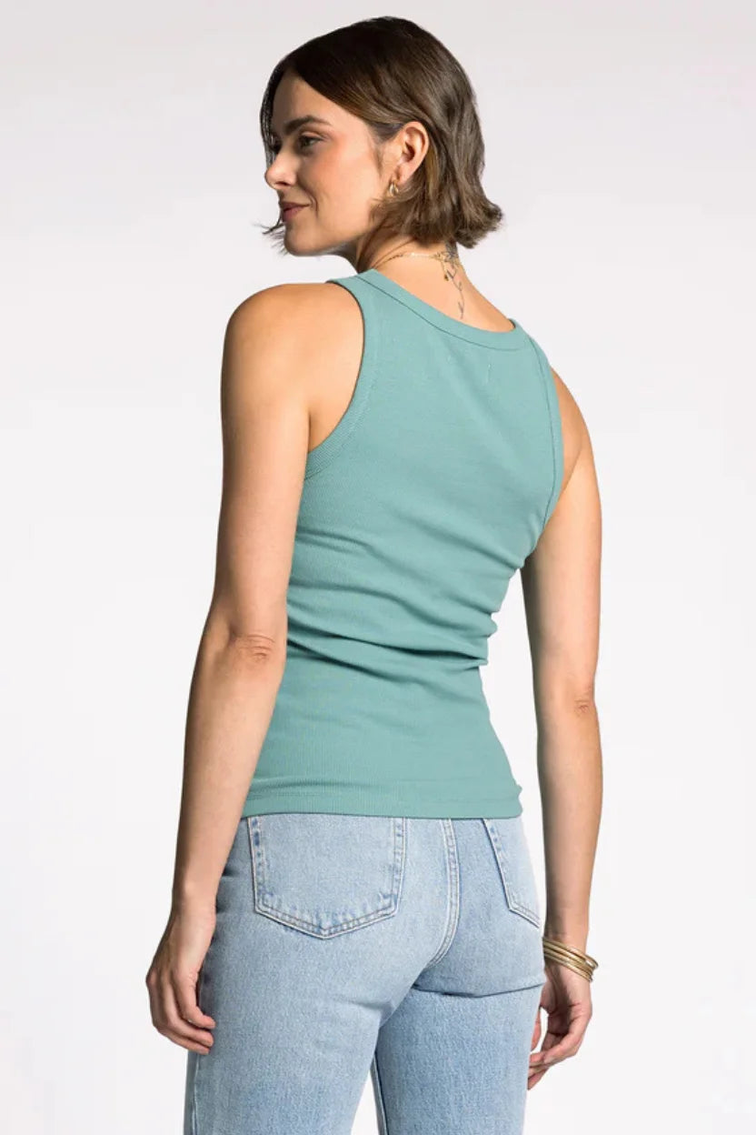 Edlin basic tank in teal sleeveless fitted silhouette