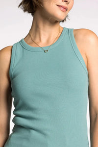 Edlin Basic Tank teal ribbed knit sleeveless top with rounded neckline
