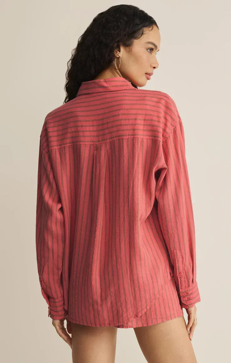 THE PERFECT STRIPED LINEN BUTTON UP SHIRT
