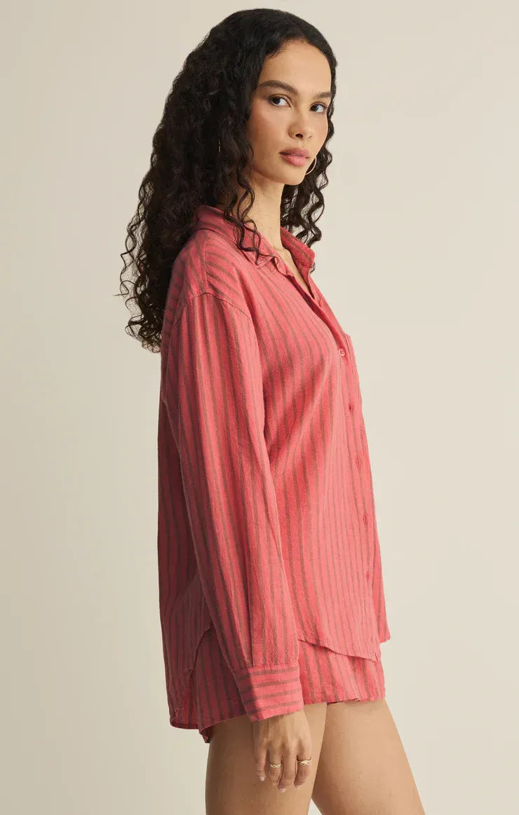 THE PERFECT STRIPED LINEN BUTTON UP SHIRT