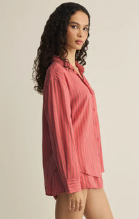 THE PERFECT STRIPED LINEN BUTTON UP SHIRT