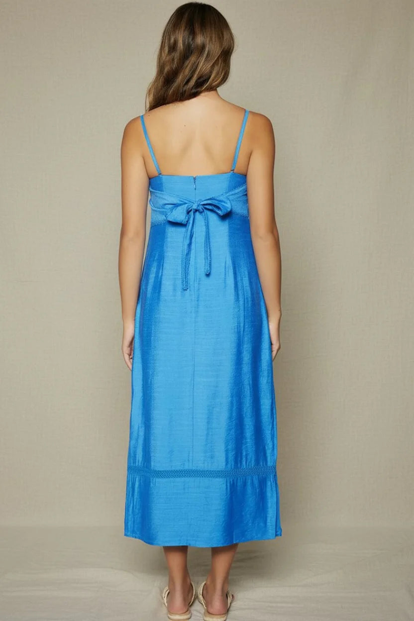 Lost + Wander Gleaming Waters maxi dress in vibrant blue satin