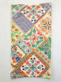 Full boho bandeau headband with vibrant mandala folk patchwork featuring colorful floral and geometric patterns