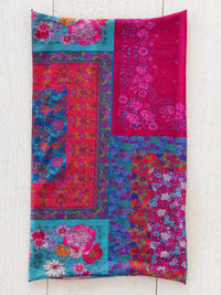 Vibrant jewel positano scarf boho bandeau headband with bold magenta teal red floral patterns and intricate embroidery