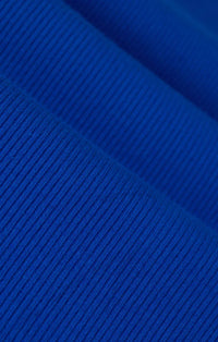 Vibrant royal blue clarke rib stitch tank top in ribbed knit fabric with a smooth textured surface
