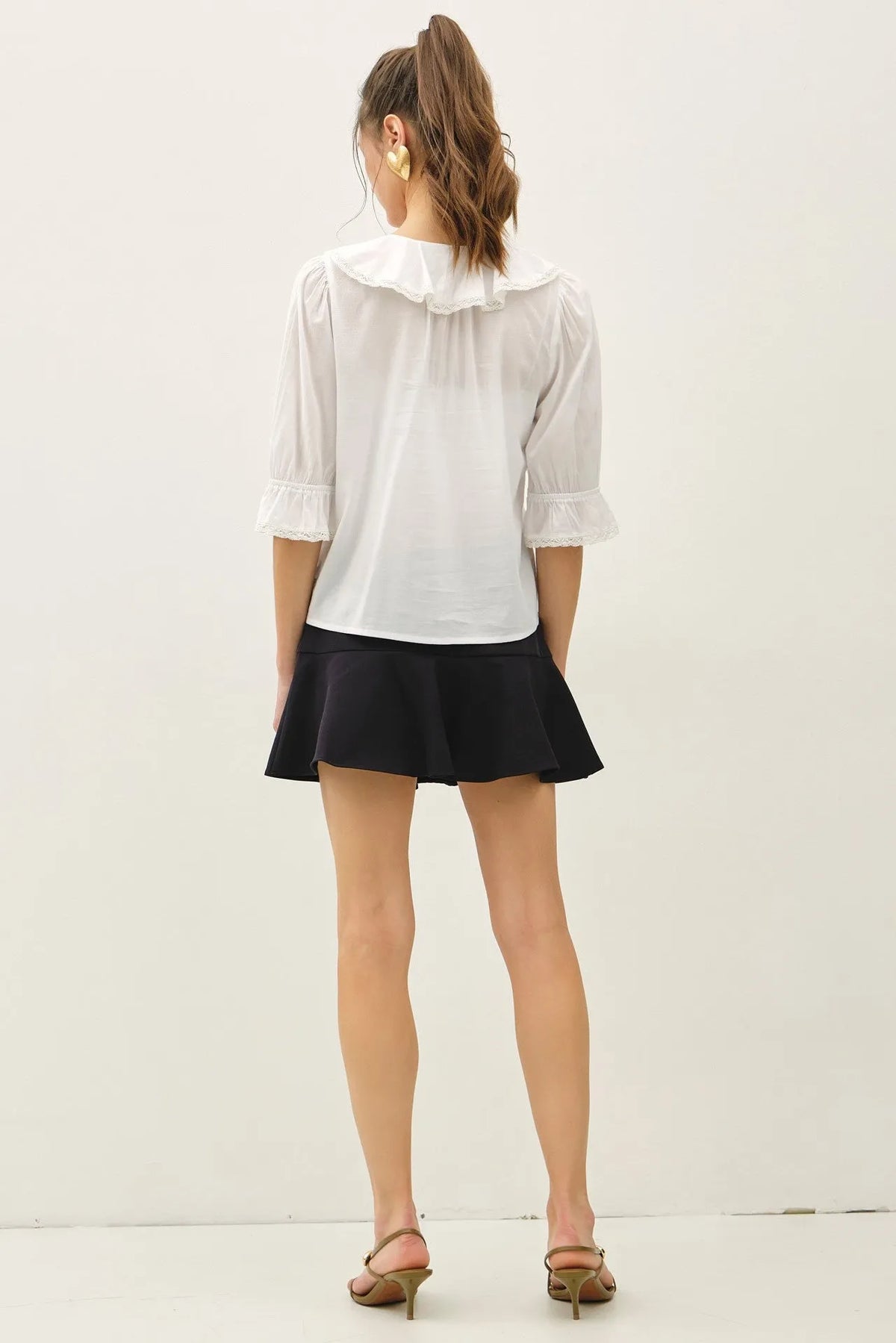 VINTAGE RUFFLED PINTUCK BLOUSE