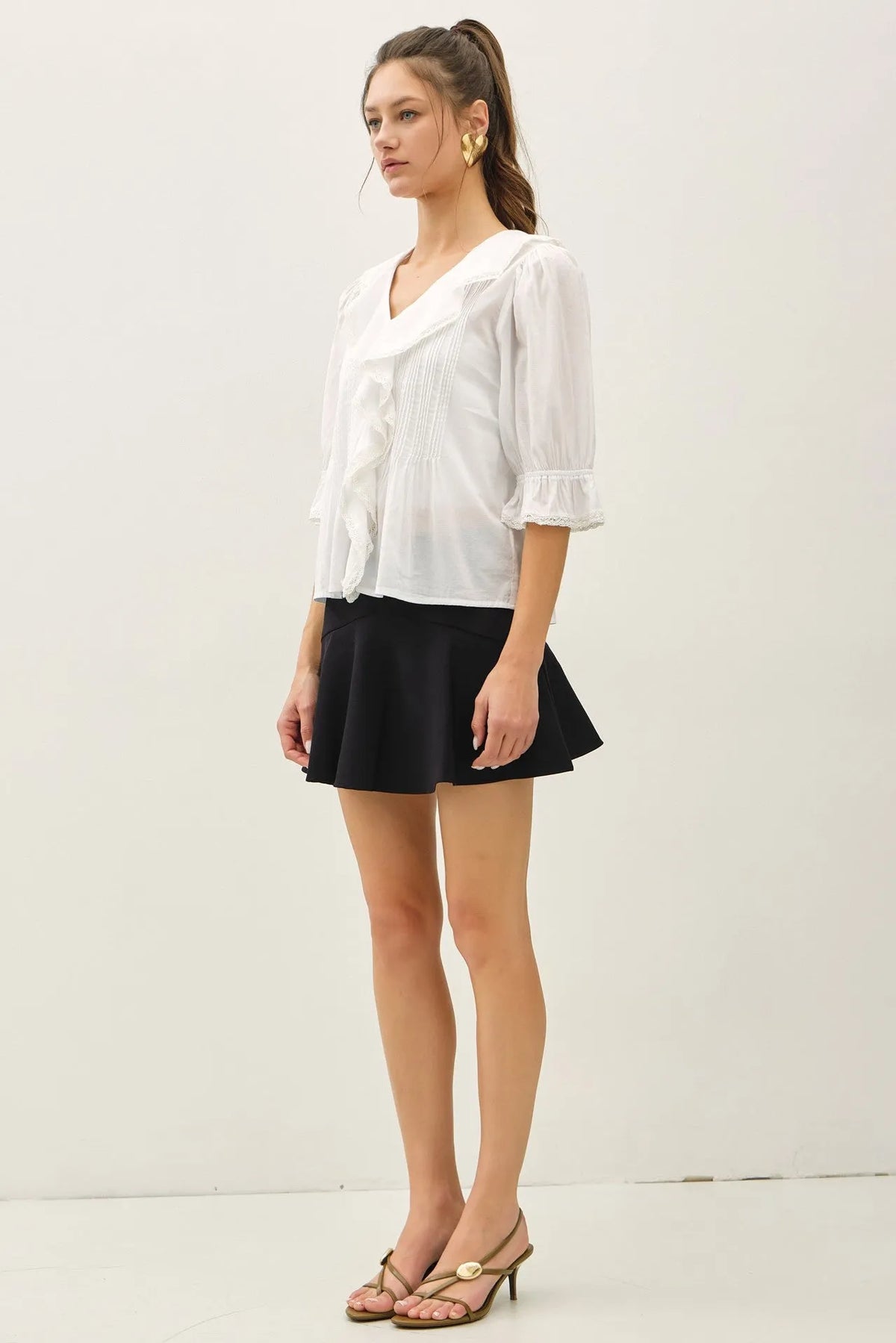 VINTAGE RUFFLED PINTUCK BLOUSE