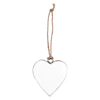 White enamel wood heart ornament with rustic distressed finish and natural twine loop for hanging decoration