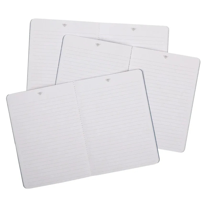 White lined notebook set of 3 kind words with subtle silver wing logos on cover ideal for women’s boho chic clothing fans