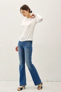White modal raglan sleeve layering basic top with soft stretchy fabric and simple round neckline for versatile wear
