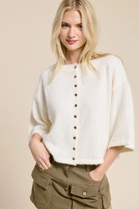 WIDE SLEEVE BUTTON FRONT CARDIGAN