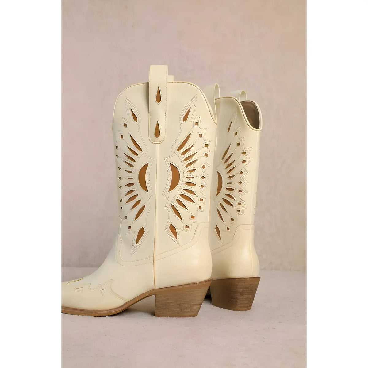 BRITANY CUTOUT POINTED TOE WESTERN COWGIRL BOOTS