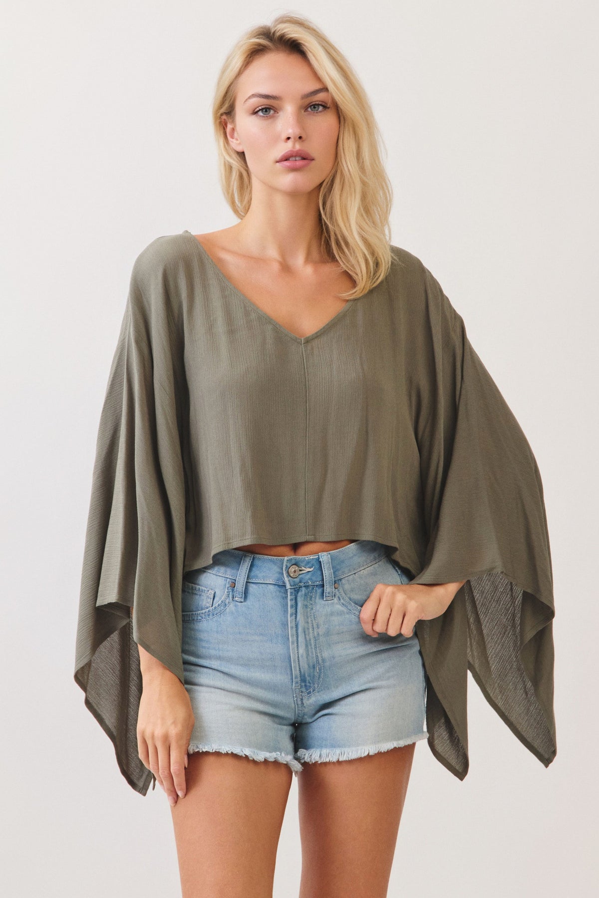 KIMONO SLEEVE DETAILED BLOUSE