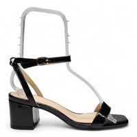 CAPTION OPEN TOE ANKLE STRAP BLOCK HEEL SANDALS