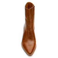CATY LEATHER POINTED TOE WESTERN ANKLE BOOTIES