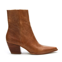 CATY LEATHER POINTED TOE WESTERN ANKLE BOOTIES