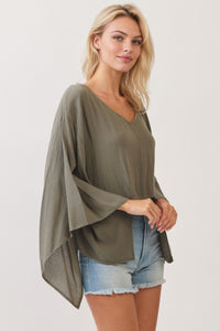 KIMONO SLEEVE DETAILED BLOUSE