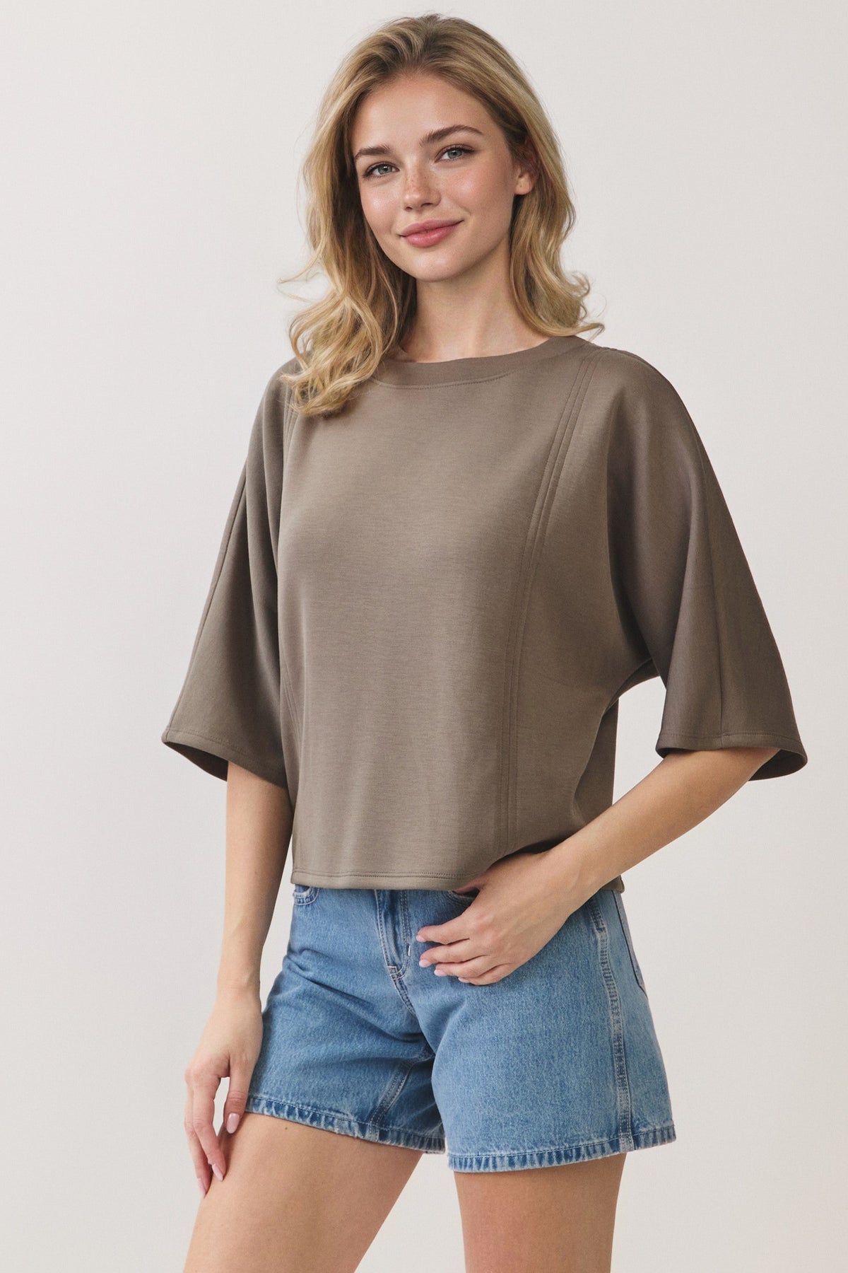 CREW NECK DOLMAN SLEEVE SWEATER