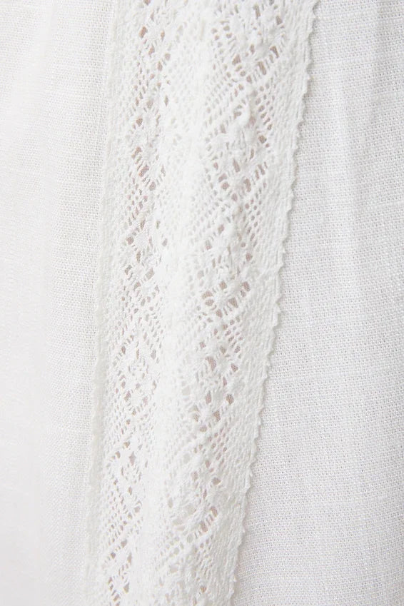 White lace trim with floral patterns on Elastic Back Trim Mini Skirt