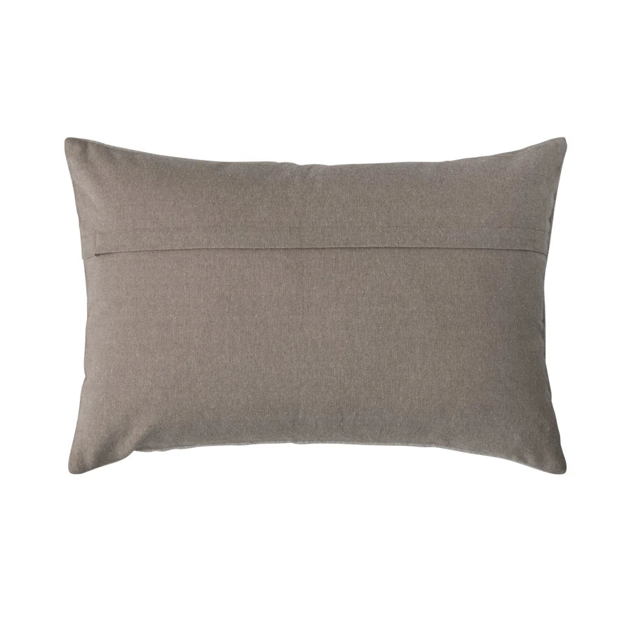 COTTON LUMBAR PILLOW W/ EMBROIDERED PAISLEY PATTERN