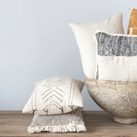 COTTON LUMBAR PILLOW W/ EMBROIDERED PAISLEY PATTERN