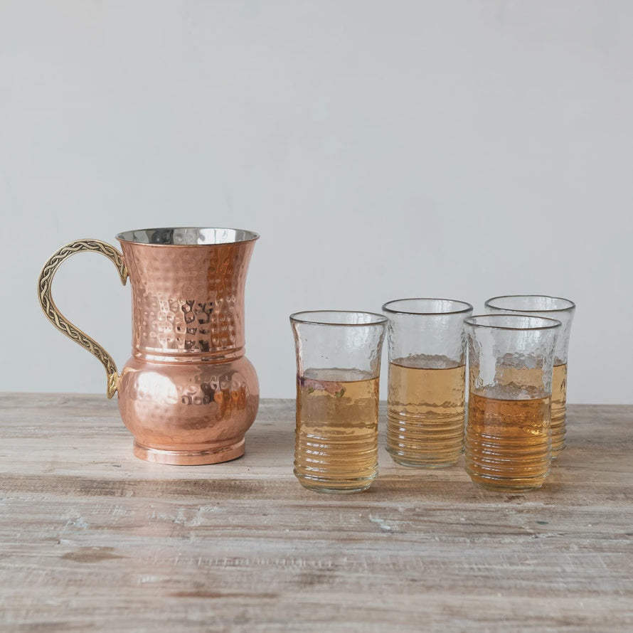 12 OZ. HAND-BLOWN RIBBED DRINKING GLASS