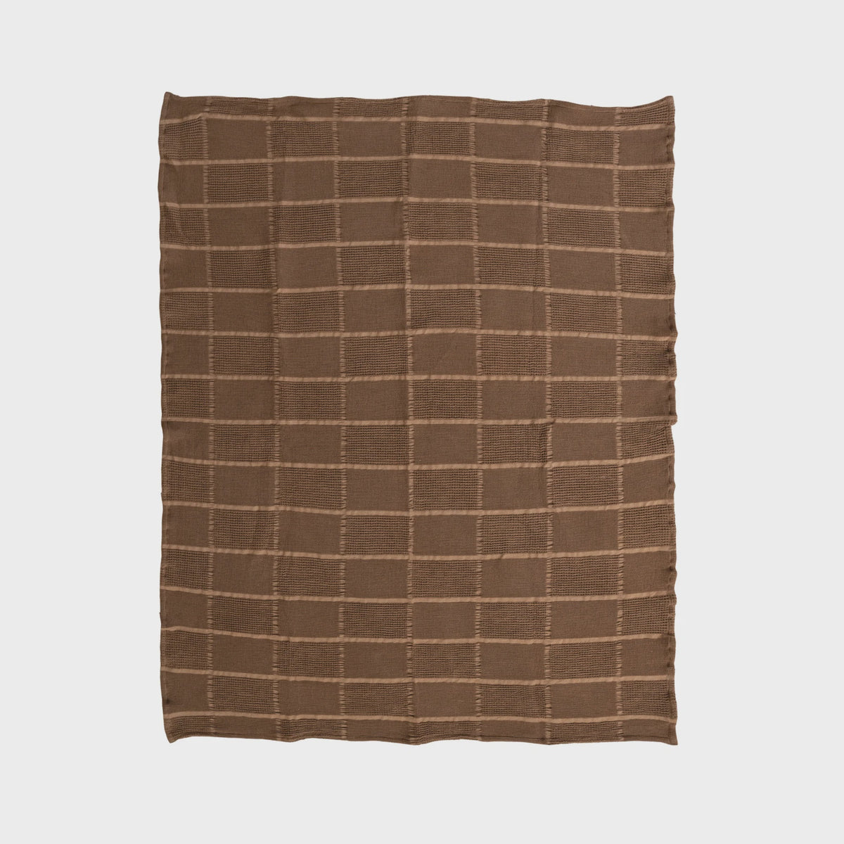 60"L X 50"W COTTON WAFFLE WEAVE THROW WITH GRID PATTERN