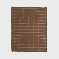 60"L X 50"W COTTON WAFFLE WEAVE THROW WITH GRID PATTERN