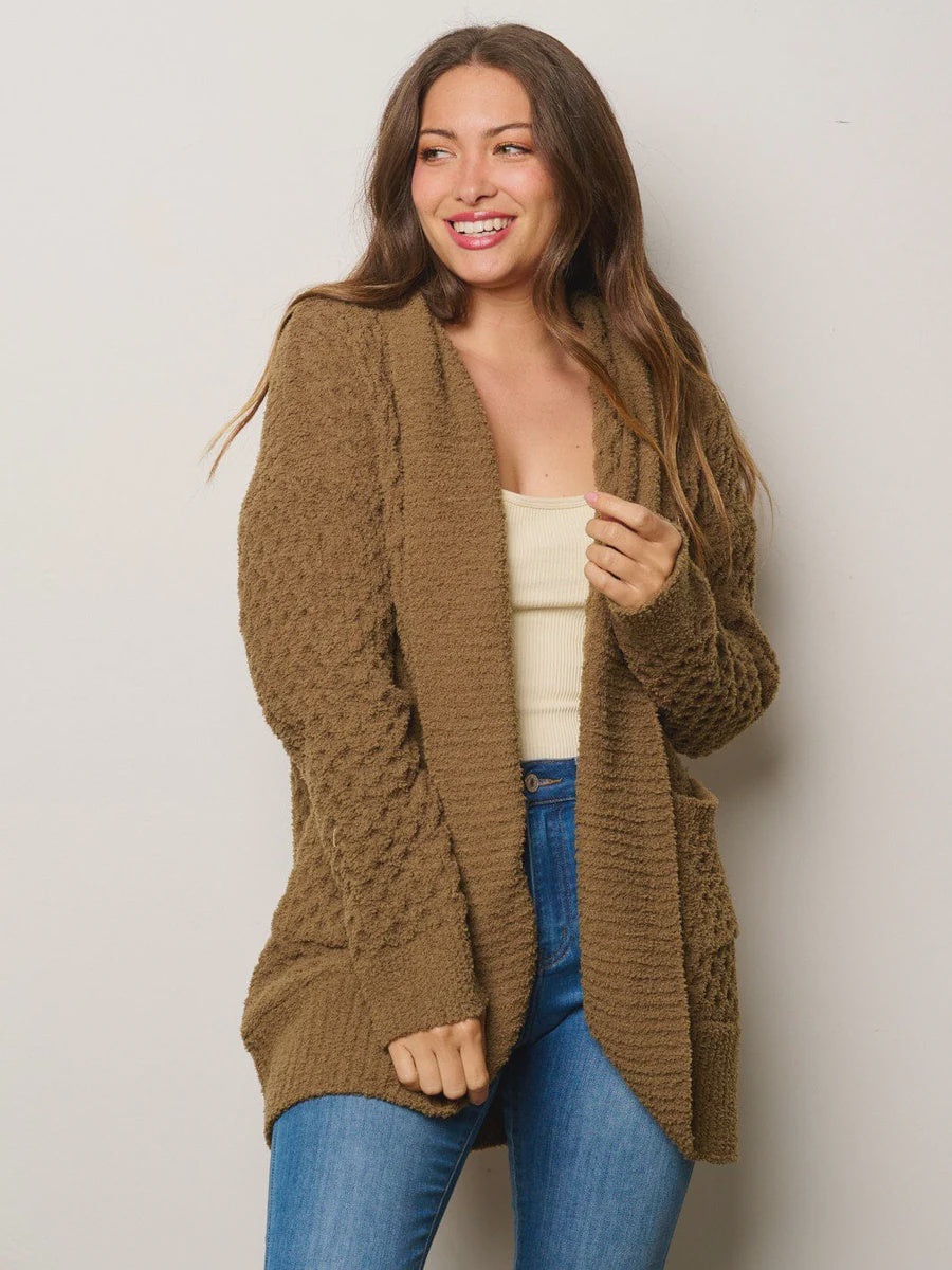 LONG SLEEVE OPEN FRONT DETAILED CARDIGAN