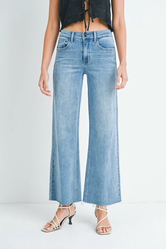 LONG WIDE LEG DENIM JEANS