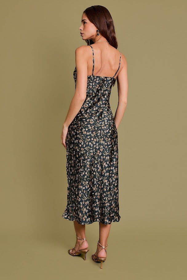 SPAGHETTI STRAPS FLORAL MAXI DRESS