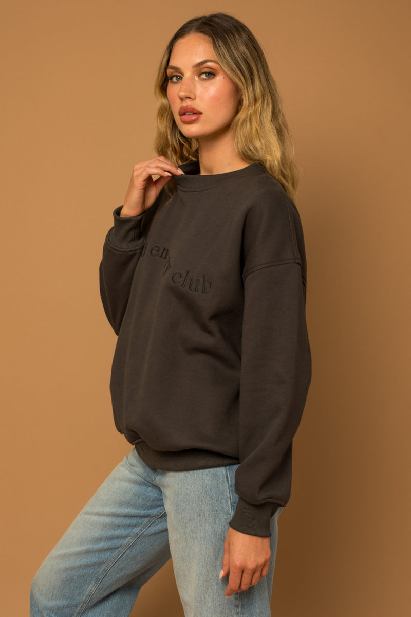 LONG SLEEVE ROUND NECK FLEECE SWEATSHIRT