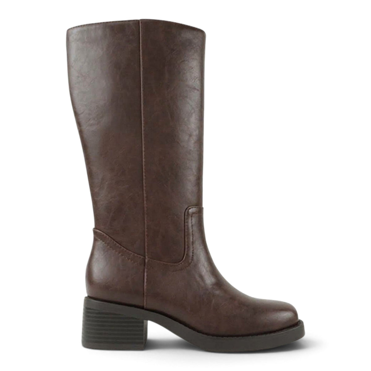 BELVIN WOMEN'S SQUARE TOE KNEE HIGH BLOCK HEEL BOOTS