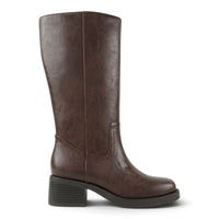 BELVIN WOMEN'S SQUARE TOE KNEE HIGH BLOCK HEEL BOOTS