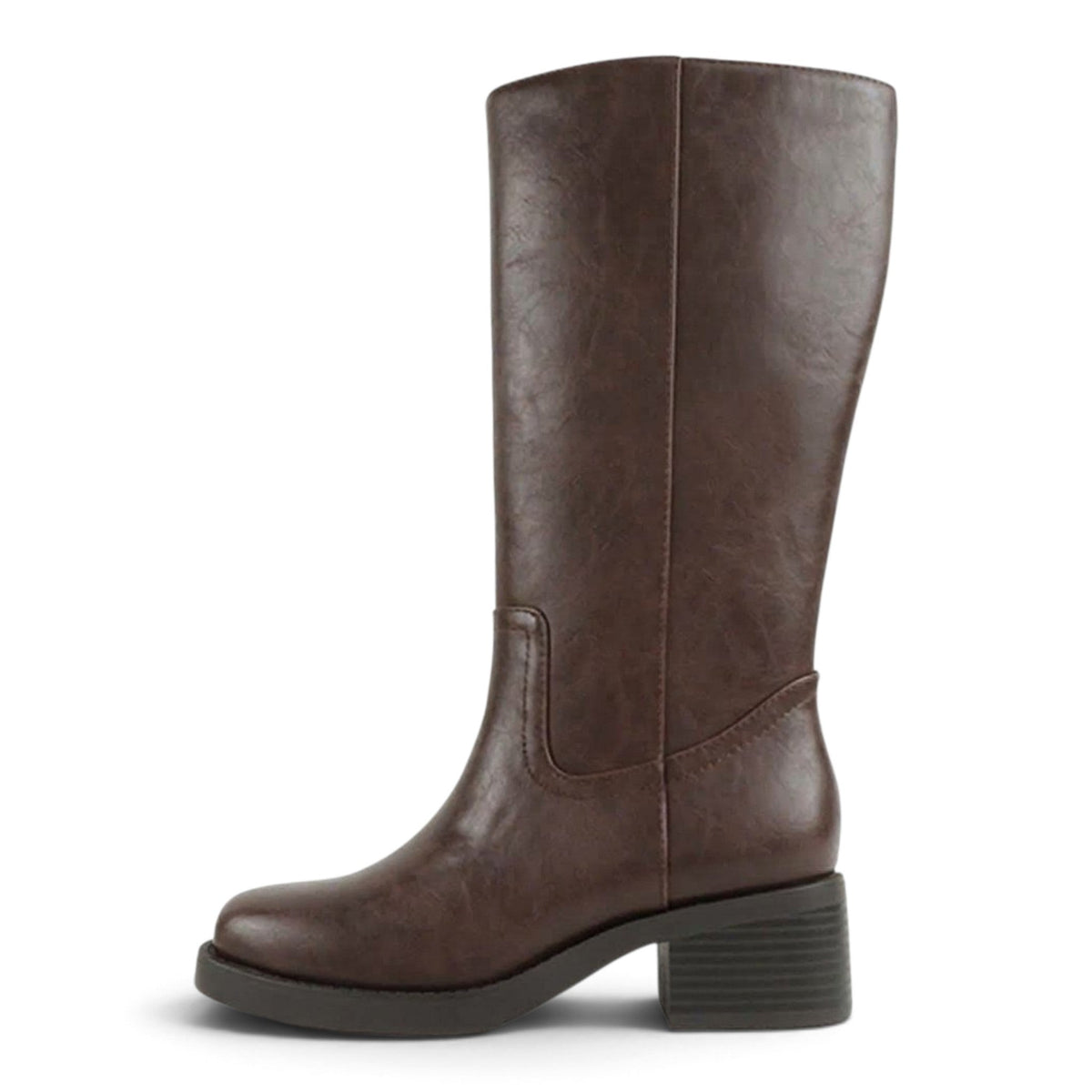 BELVIN WOMEN'S SQUARE TOE KNEE HIGH BLOCK HEEL BOOTS