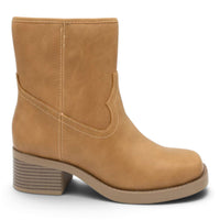 WESTERN STITCH SQUARE TOE BLOCK HEEL ANKLE BOOTIES