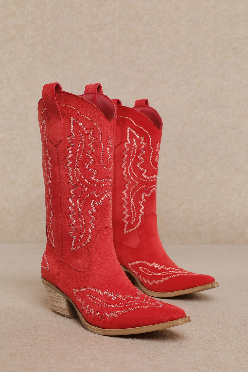 TESSA EMBROIDERED POINTED TOE WESTERN COWGIRL BOOTS