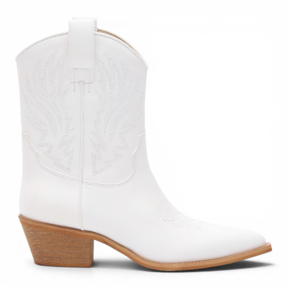 CLAIRE WHITE EMBROIDERED WESTERN COWGIRL BOOTIES