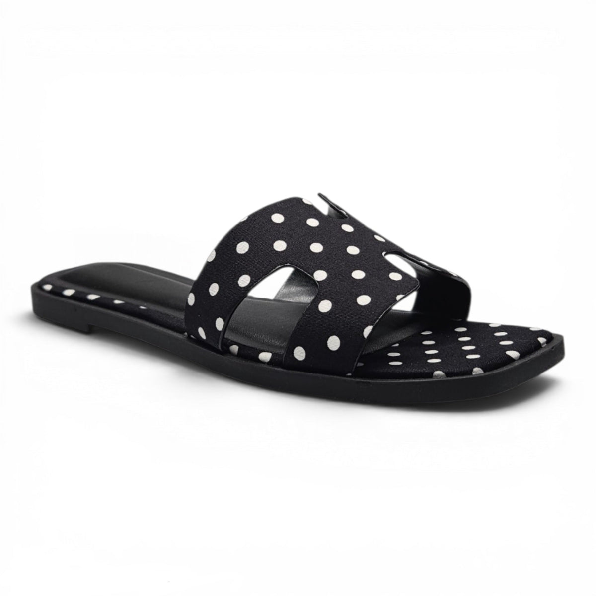 KNIT H BAND FLAT SLIDE SANDALS
