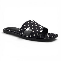 KNIT H BAND FLAT SLIDE SANDALS