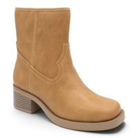 WESTERN STITCH SQUARE TOE BLOCK HEEL ANKLE BOOTIES