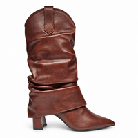 WESTERN FOLD OVER POINTED TOE BLOCK HEEL BOOTS
