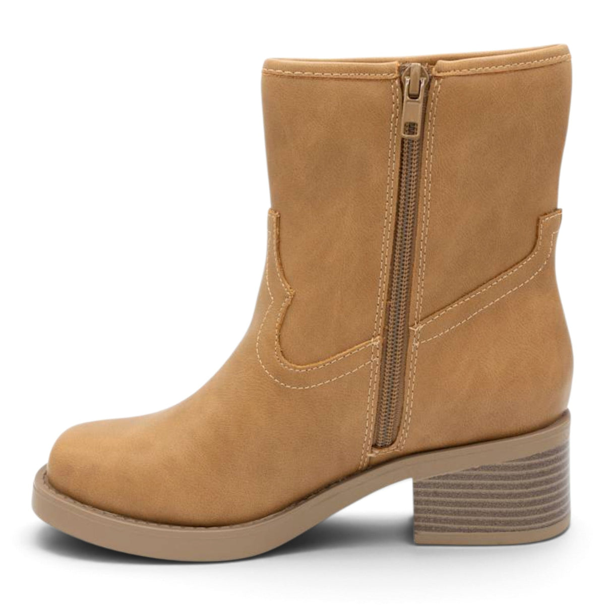 WESTERN STITCH SQUARE TOE BLOCK HEEL ANKLE BOOTIES