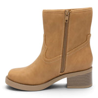 WESTERN STITCH SQUARE TOE BLOCK HEEL ANKLE BOOTIES