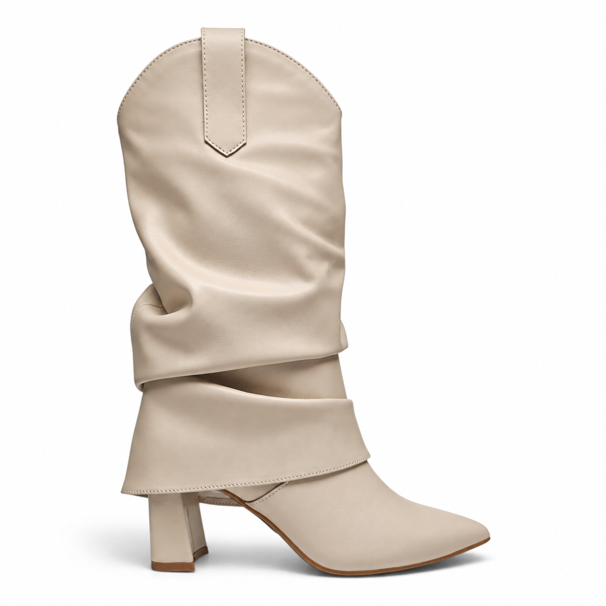 WESTERN FOLD OVER POINTED TOE BLOCK HEEL BOOTS
