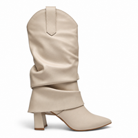 WESTERN FOLD OVER POINTED TOE BLOCK HEEL BOOTS
